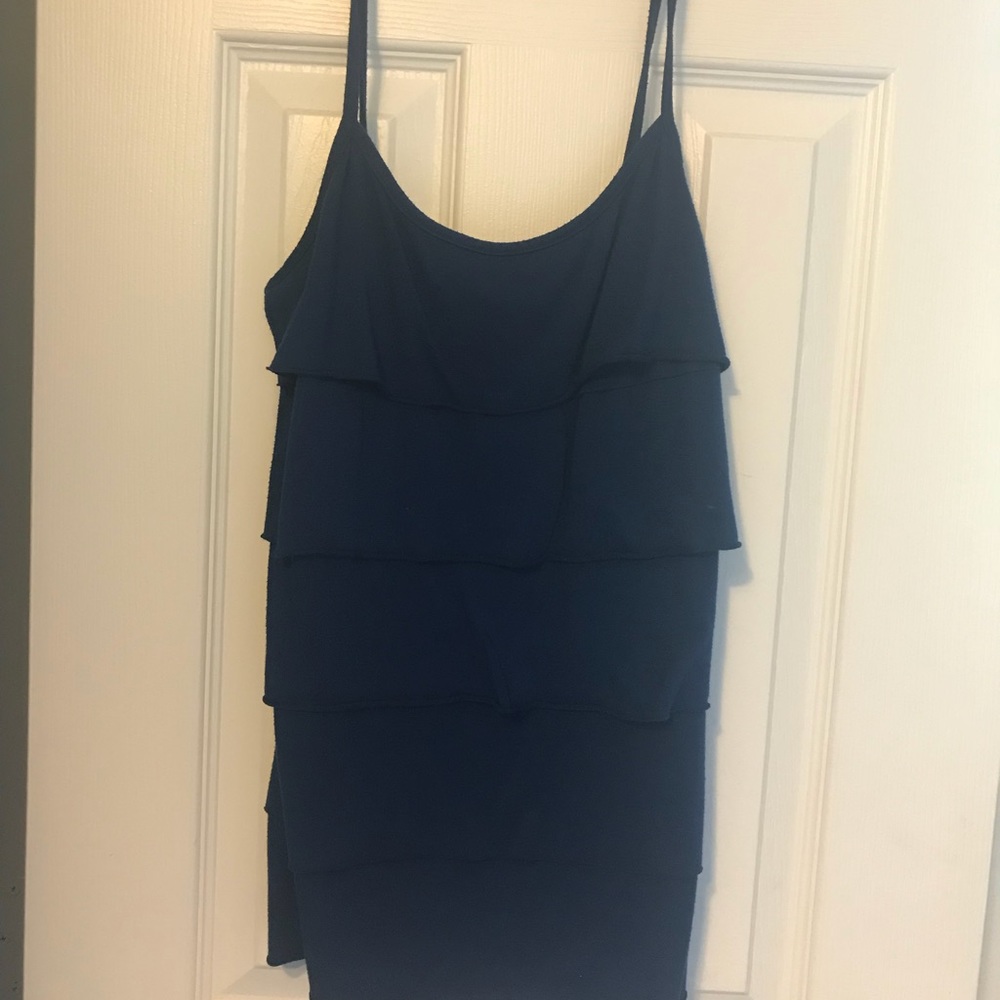 Blue ruffle tank top